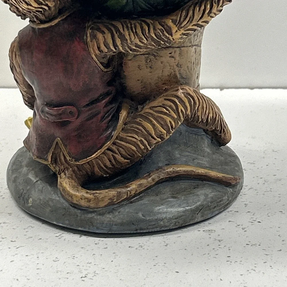 Pillar Candleholder Palm Tree & Monkey w/Fez & Vest Moroccan Style‎